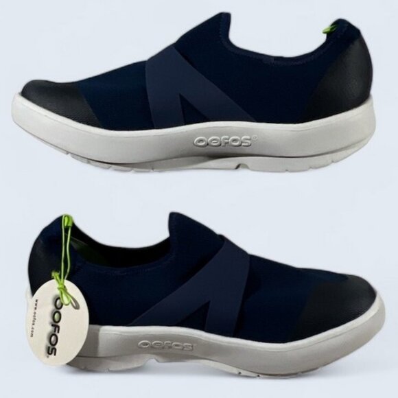 OOFOS MEN'S OOMG LOW SHOE - WHITE & NAVY SIZE 11 - Picture 2 of 5